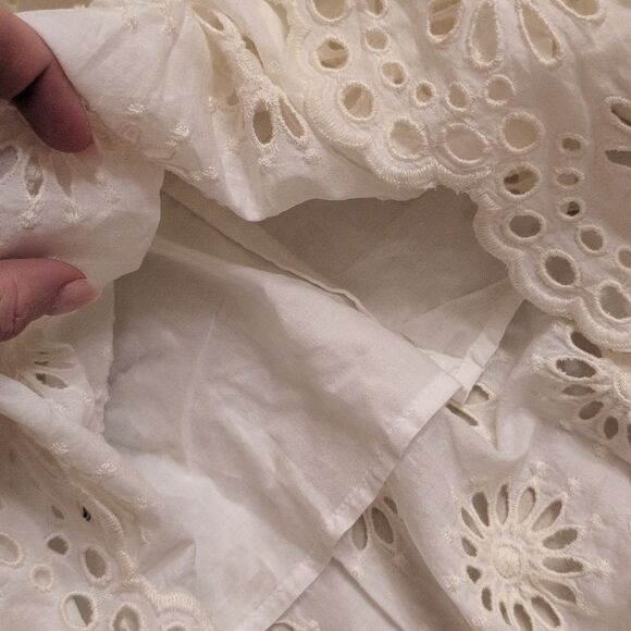 NEW Madewell Aubriella Midi Dress Embroidered Drop-Waist Floral Eyelet Cream - Picture 6 of 15